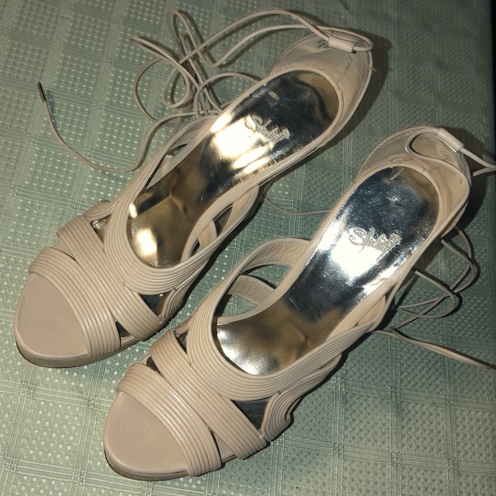 Studio 9 Women’s Cream Leather Platform Wedge Heel